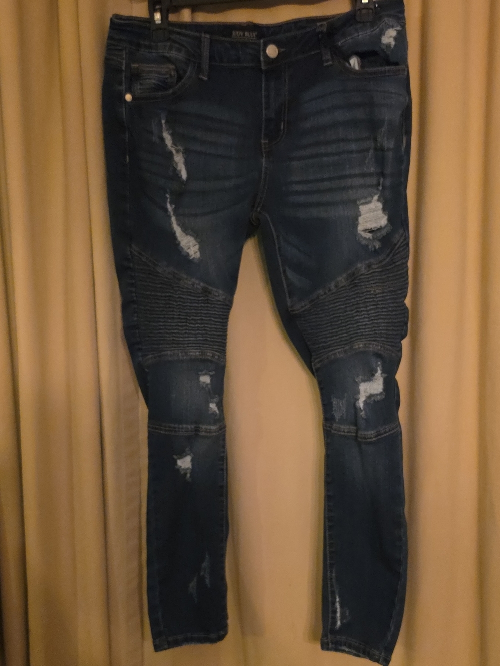 Judy Blue Dark Blue Skinny Ripped Moto Jeans